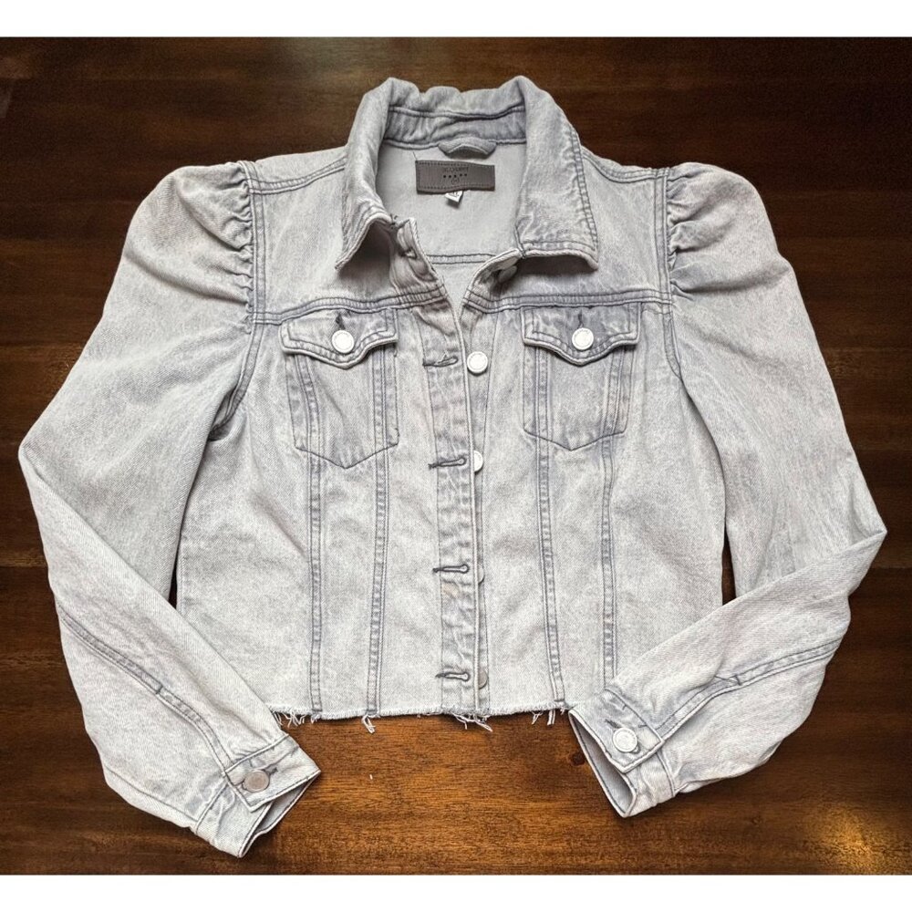 BlankNYC Puff-Sleeve Cropped Denim Jacket Medium